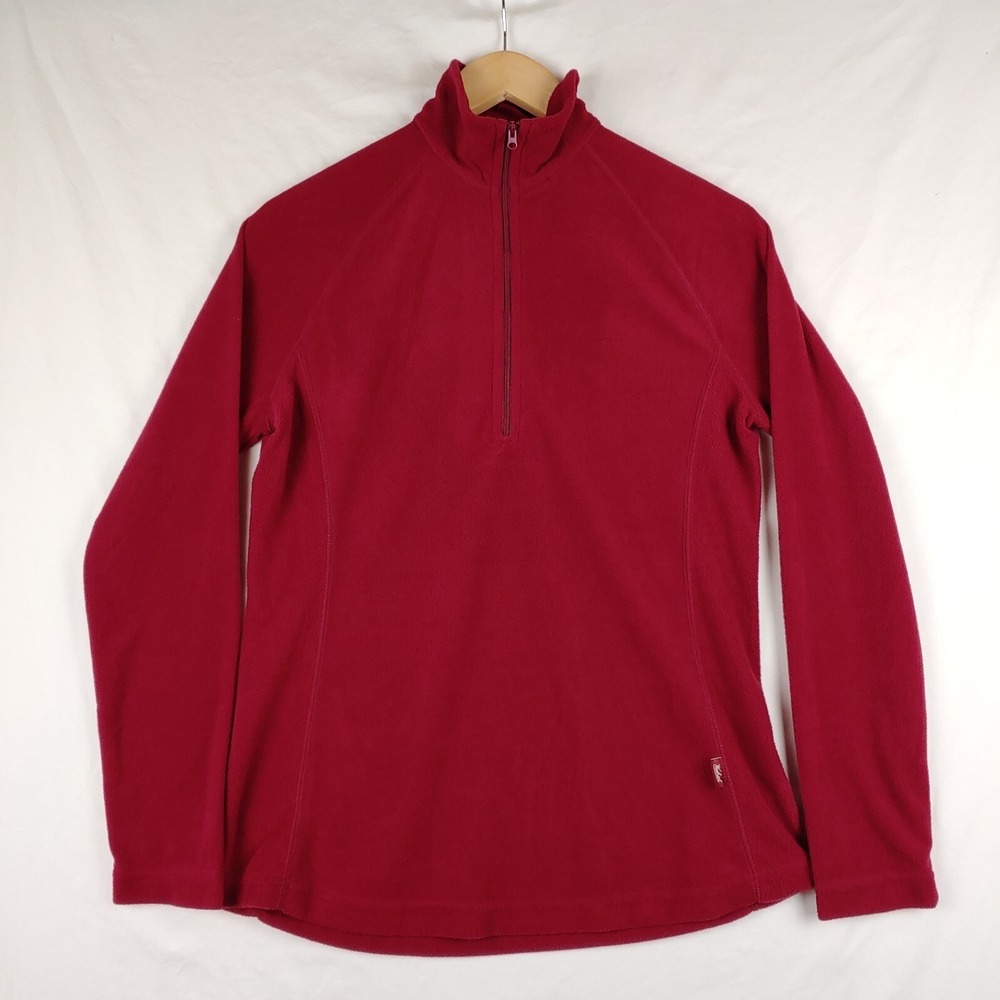 Woolrich Fleece Pullover Womens Medium Red 1/4 Zip Mock Neck Long Sleeve